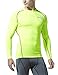 TSLA Men's UPF 50+ Long Sleeve Compression Shirts, Athletic Workout Shirt, Water Sports Rash Guard, Zero Top Neon Yellow, Medium