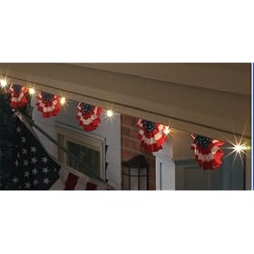 Mini U.S.A. Flag Bunting String Lights - Set of 10