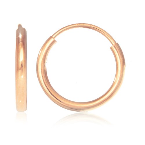 JewelStop 14K Rose Pink Gold Endless Hoop Earrings - 10mm