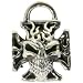 Flaming Skull Iron Cross - Silver Pendant