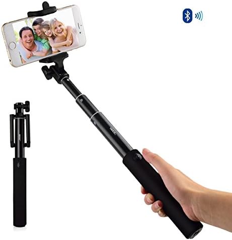 CarmenBluetooth Selfie Stick - iXCC Aluminum Wireless Selfiestick [Built-in Remote Shutter, Adjustable Phone Holder] for iPhone, Samsung, Android and More