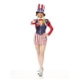 4Pc Mrs. Sam She Wants You! Mini Dress Costume (Red/White/Blue;Small)