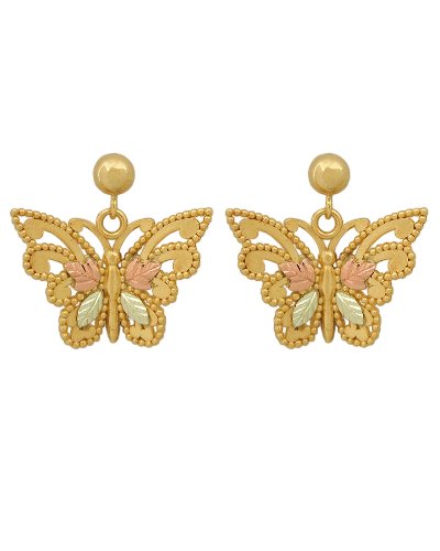 Black Hills Gold 10K Butterfly Earrings