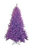7.5 Foot Purple Pre-lit Tinsel Christmas Tree with Purple Lights