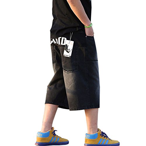 QBO Mens Hip-Hop Cool Baggy Denim Short Painting Sports Pants
