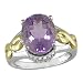 Sterling Silver and 14K Yellow Gold .06 ctw Diamond and Amethyst Ring