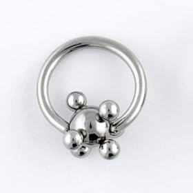 One Stainless Steel Captive Bead Ring: 16g 5/16", Stainless Steel Spaceball: 4mm
