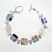 Southwestern Native American Handcrafted Turquoise, Lapis and Spiny Oyster Inlaid Link Bracelet in Sterling Silver by Ray Tracey, #8573