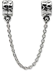 Sterling Silver Security Chain Heart Charm Bead Fits Pandora Chamilia Biagi Bracelet