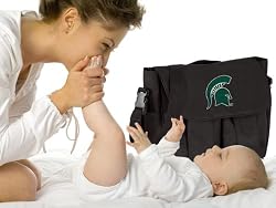 Michigan State University Diaper Bag Official NCAA College Logo Deluxe MSU Spartans Logo - Baby Bag - BEST Baby Shower GIFT for New Dad, Father or New Mom Mother GIFTS