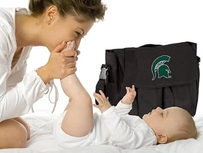 Michigan State University Diaper Bag Official NCAA College Logo Deluxe MSU Spartans Logo - Baby Bag - BEST Baby Shower GIFT for New Dad, Father or New Mom Mother GIFTS