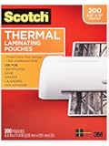 Scotch Thermal Laminating Pouches, 8.9 x 11.4-Inches, 3 mil thick, 200-Pack (TP3854-200)