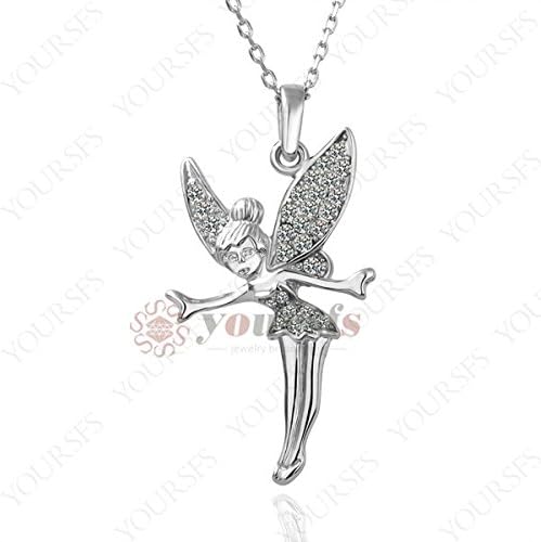 Clero Jewelry Colares Fenos 18K White Gold Plated Whit Austria Crystal Tinkerbell Pendant Necklace N4W1 mens gold necklaces &amp; pendants