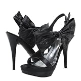 Treasure13 Oversized Bow Double Platform Heels BLACK