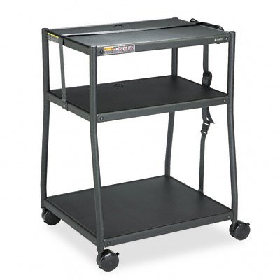 Quartet Adjustable Height A/V Cart - Steel - Black