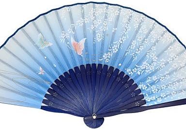Silk Fans and parasols - 1 Piece/Set Hand Fans Garden Theme / Asian Theme / Floral Theme / Butterfly Theme Green / Blue , blue
