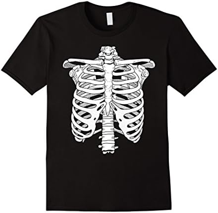 Men's Halloween Skeleton Rib Cage Xray T-shirt Large Black