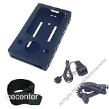 (4 in 1 Combo) Silicone Skin Case for Microsoft Zune 30GB + Armband + Car Charger + Travel Charger for Microsoft Zune (Black)