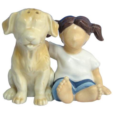 Children Girl Dog Lab S/P Salt & Pepper Shakers