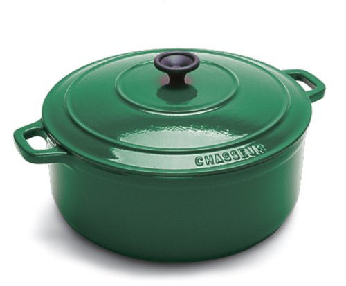 World Cuisine Round Enamel Cast Iron Dutch Oven 4 Quart with Lid, Green
