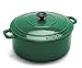 World Cuisine Round Enamel Cast Iron Dutch Oven 4 Quart with Lid, Green