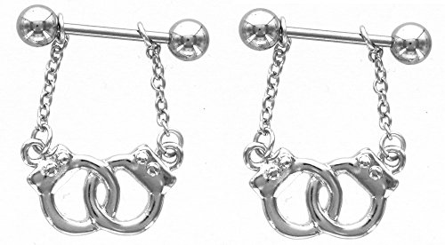 Nipple Shield Rings barbell barbells Handcuffs sold as a pair 14 gauge CH11