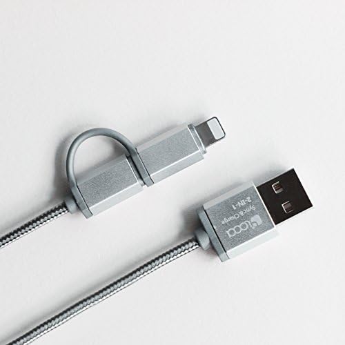 LOCA 2 in 1 High Speed Charge and Sync Lightning and Micro Nylon Braided USB cable for for iPhone, iPad, iPod, Samsung, HTC, Nokia, Sony and Android-Golden (Space Grey)