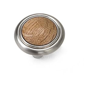 Laurey 15434 First Family 1-1/4-Inch Diameter Knob, Satin Chrome with Oak Inset