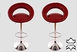 Produkt-Bild: 2x Design Barhocker weinrot ECHT LEDER gepolstert h&ouml;henverstellbar - "Clemens"
