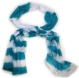 Lightweight Turquoise / White Striped Gauze Neck Scarf