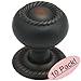 10 Pack - Cosmas 4040ORB Oil Rubbed Bronze Rope/Scroll Cabinet Hardware Knob with Matching Backplate - 1-1/4
