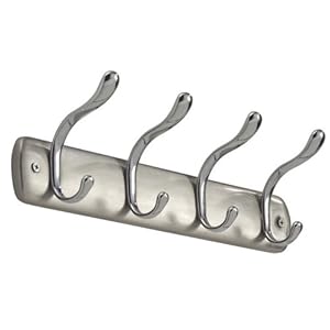 InterDesign Bruschia Wall mount Rack 4 Hooks Brushed Nickel/Chrome
