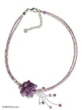 Amethyst and quartzite choker, 'Lilac Floral Chic' 1.4 W 15 L