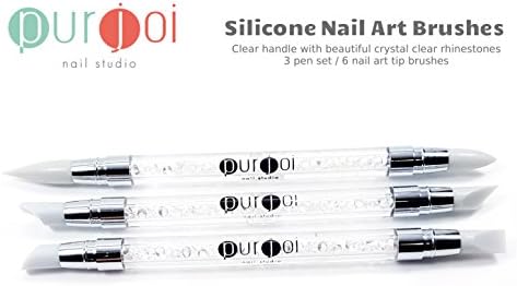 6-Tip Nail Art Brushes Nail Art Tools Silicon Nail Art Salon Tool Set Nail Art Carving Brushes (Crystal Clear)
