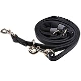 Lavien Dog Leash, P-leash, Double Leash, Short Leash, Adjustable Leash, Hands-free Leash, Standard Leash, Leather Collar and Leash All in One, Multi-functions Leather Leash (6ft Long, 3/4 Inch Wide; Come with Reflective Belt in the Soft Padded Handle, Black Color)