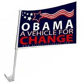 Wholesale! 100 Barack Obama Car Flags - A Vehicle for Change FREE Shipping