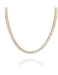 Bling Jewelry Bridal Channel Set Princess Cut Gold Vermeil Tennis Necklace 16in