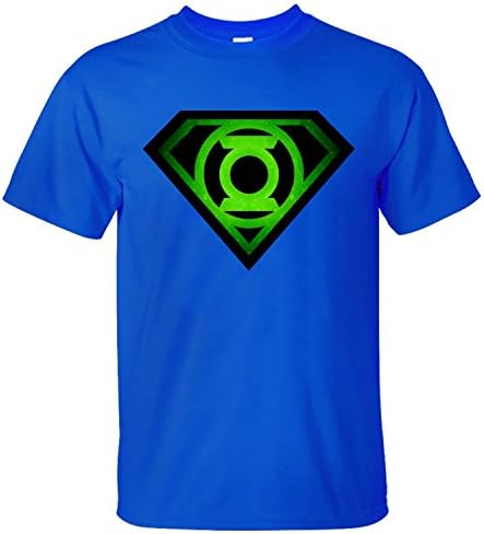 XADIO Men's The Bing bang theory Sheldan Superman glowing green lantern shield Short Sleeve T-shirt blue XXL