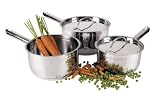 3 Piece Saucepan Pan Set with Lids in Stainless Steel.