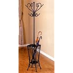 Coat Rack in Sandy Black Finish with Umbrella Stand