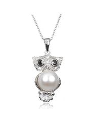 Lovely Freshwater Pearl Owl Pendant-18"
