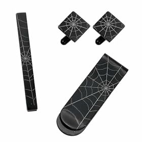 Spider Web Stainless Steel Money Clip, Cufflinks and Tie Bar Gift Set by
