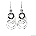 Black Hoop Earrings with Crystal Studs title=