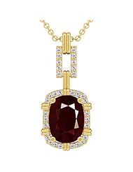 14K Yellow Gold Cushion Cut Ruby And Round Diamond Pendant (GIA Certificate)