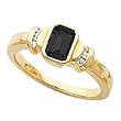 14K Yellow Gold Onyx and Diamond Ring