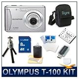 Olympus T 100 Digital Camera , 12 Megapixels, 3x Optical Zoom, 2.4 LCD Monitor, 8 GB Memory Card, Card Reader, Deluxe Carrying Case, Tripod, Screen Protectors, and Lens Cleaning Kit 417RTsI0 2L. SL160 Olympus T 100 Digital Camera , 12 Megapixels, 3x Optical Zoom, 2.4 LCD Monitor, 8 GB Memory Card, Card Reader, Deluxe Carrying Case, Tripod, Screen Protectors, and Lens Cleaning Kit