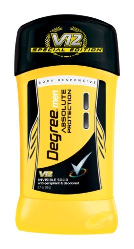Degree for Men Anti-perspirant & Deodorant, Absolute Protection Invisible Solid, V12, 2.7-Ounce Packages (Pack of 4)