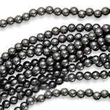 Hematite 4mm Round Beads Metallic Gray / 16 Inch Strand