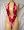 Deep V Plunge Sling-Shot Thong Back Red Water Hibiscuss Print , Medium