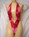 Deep V Plunge Sling-Shot Thong Back Red Water Hibiscuss Print
